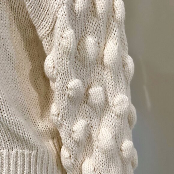 COPY - Divided Cream Bobble Sleeve Pull Over Oversized Chunky Crew Neck Sweater - Picture 5 of 9